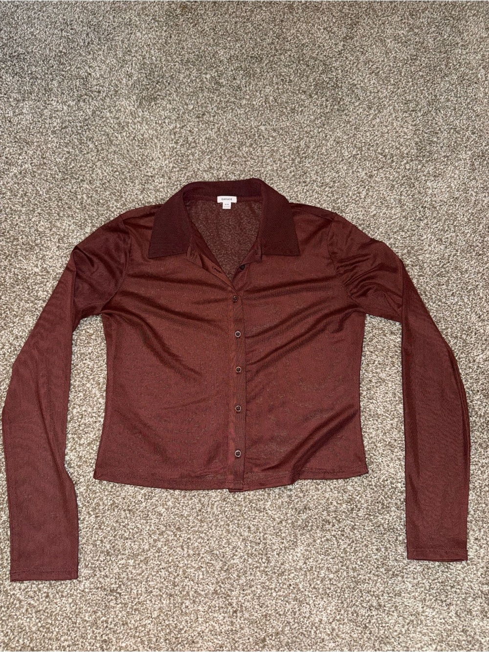 Women’s Brown Sheer Long Sleeve Shirt Size Medium